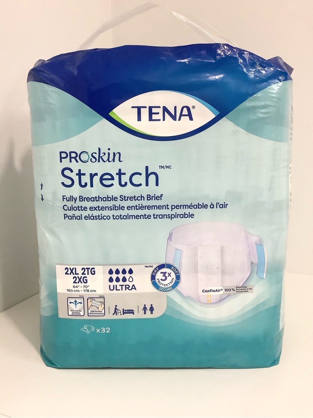 NEW Tena ProSkin UNISEX 32 pieces Stretch Fully Breathable Briefs Disposable 2XL